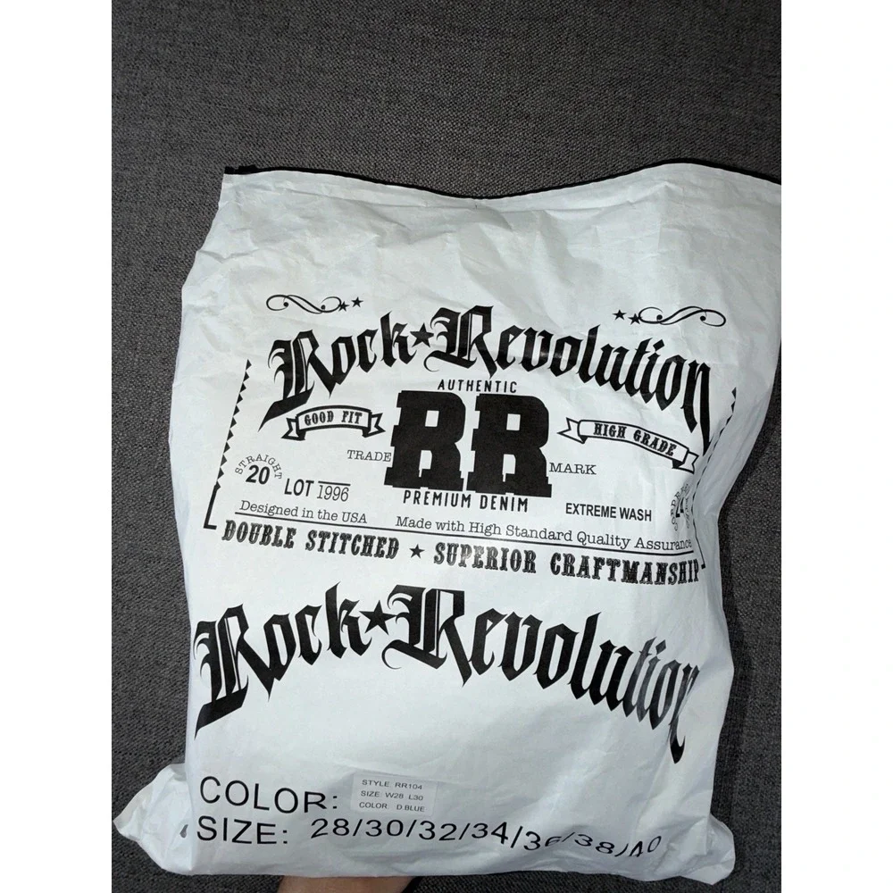 NWT Rock Revolution RR Straight Fit Jeans Men's 28x30 Dark Wash Denim